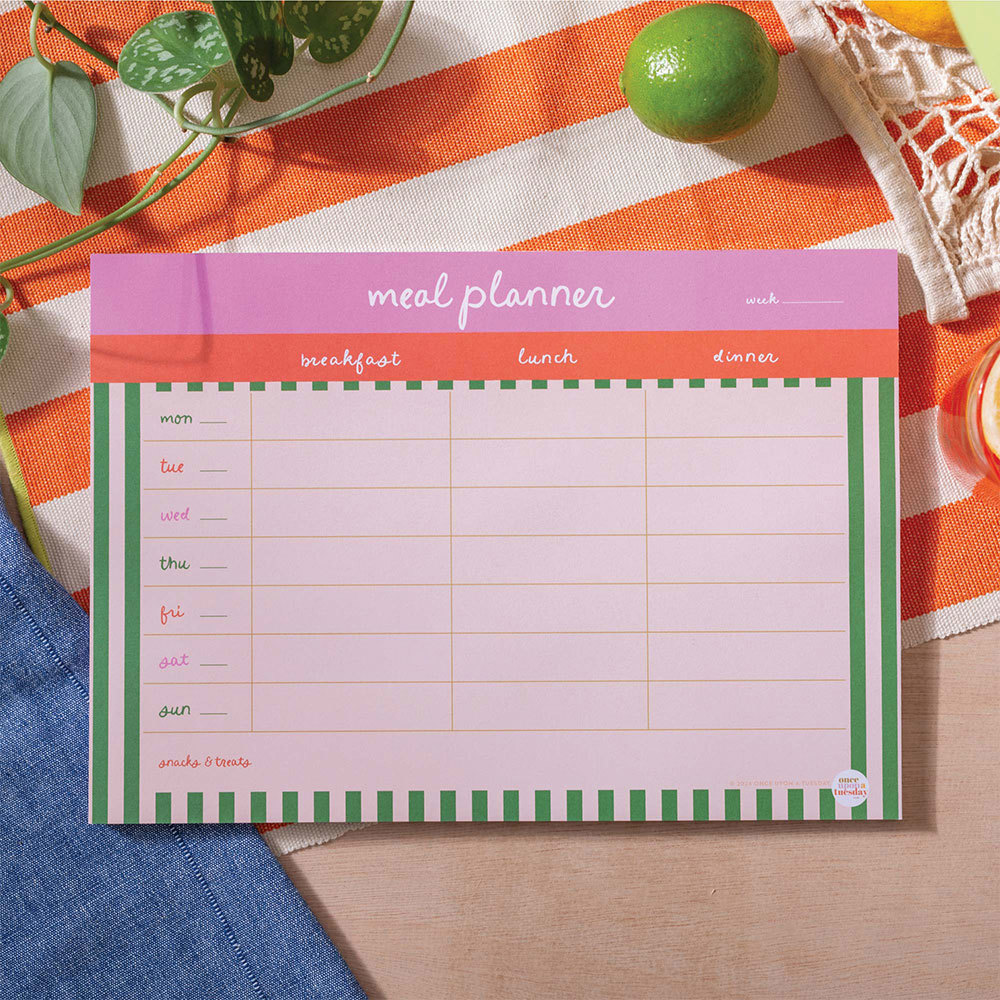 Good Tuesday A4 Weekly Meal Planner Pad Cabana Stripe